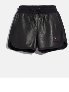 Coach X Champion Women’s Black Leather Drawstring Shorts